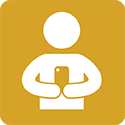 Icon of a person holding a mobile phone
