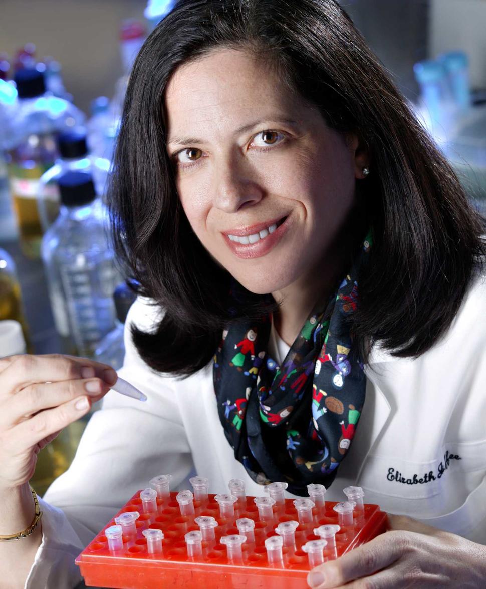 Dr. Elizabeth Jaffee in a lab setting.