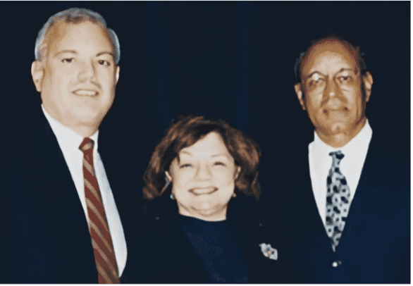 PCP members in 2001. Left to right: Dennis J. Slamon, M.D., Ph.D., Frances M. Visco, J.D., Harold P. Freeman, M.D.