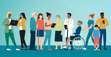 Illustrated row of people