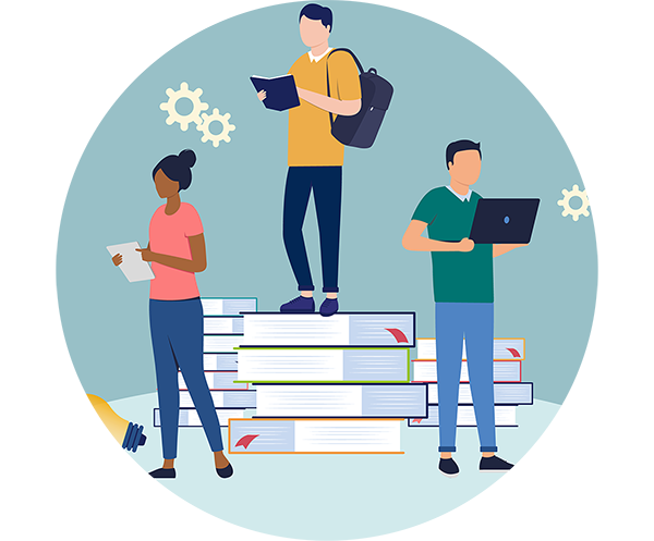 Illustration of three research trainees
