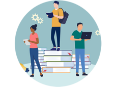 Illustration of three research trainees