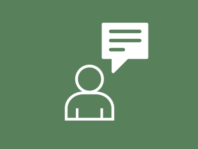 Goal 1 icon: an animated image of a person with a speaking bubble.