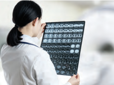 Doctor analyzing X-ray scan